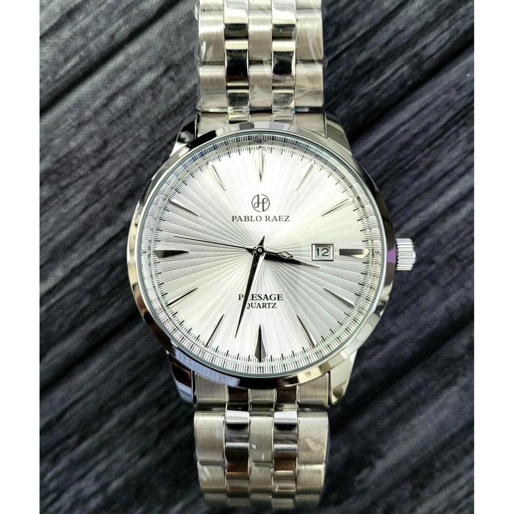 New Vintage Pablo Raez Mens Slv Wht‎ Steel Presage 40mm Watch